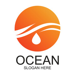 Ocean logo design simple concept Premium Vector