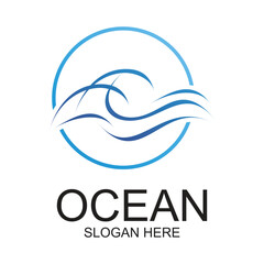 Ocean logo design simple concept Premium Vector