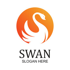 Swan logo design simple concept Premium Vector