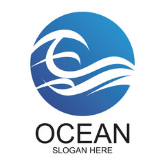 Ocean logo design simple concept Premium Vector