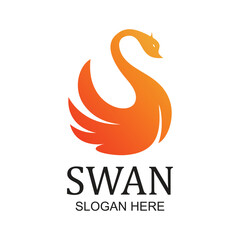 Swan logo design simple concept Premium Vector