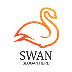 Swan logo design simple concept Premium Vector