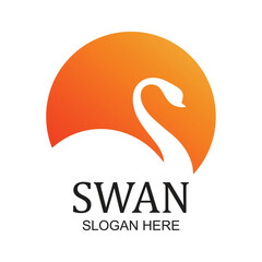 Swan logo design simple concept Premium Vector
