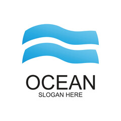 Ocean logo design simple concept Premium Vector