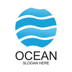 Ocean logo design simple concept Premium Vector