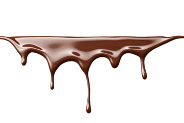 Foto auf Acrylglas Chocolate milk splash isolated on transparency background, nutrition liquid fluid element flowing wave explode, dripping brown choco with drops © WAN_ASSET