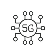 Obraz premium 5G sign icon line design. 5g, symbol, sign, icon, mobile, technology, internet vector illustrations. 5G sign editable stroke icon.