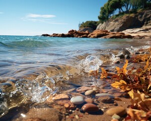 Autumn on the Shoreline. Generative ai.
