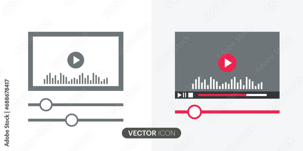 Poster media player interface icons.video player template for web or mobile apps.trendy minimal flash inter