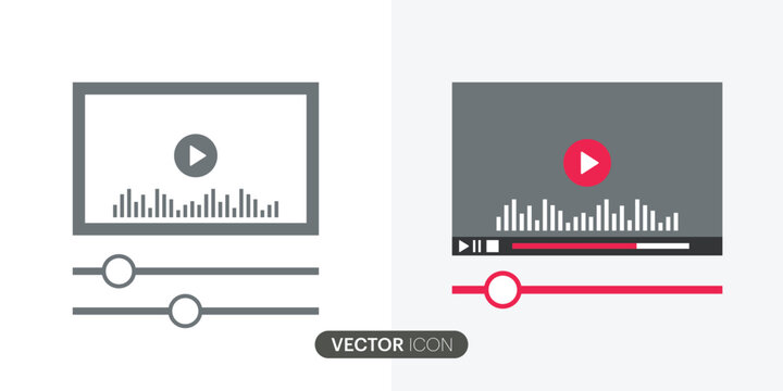 Media player interface icons.Video player template for web or mobile apps.Trendy Minimal Flash interface.vector illustration.