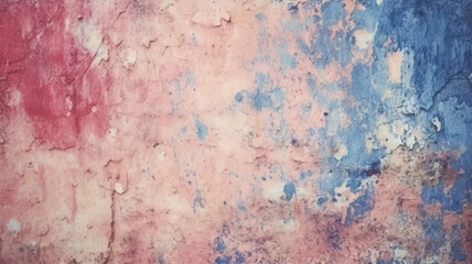 Fototapeta premium Tonal painted concrete wall with light red and dark blue backdrop