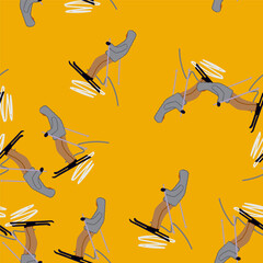 Seamless pattern of skier.