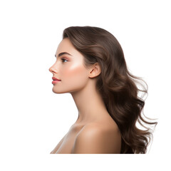 Fototapeta premium Side view of the lady, Confidence women clipart,beautiful nose surgery,Isolated on white and transparent background