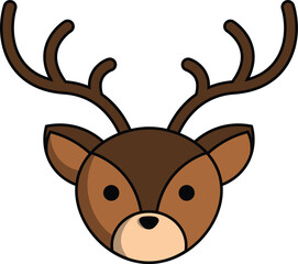 Cute brown deer icon vector