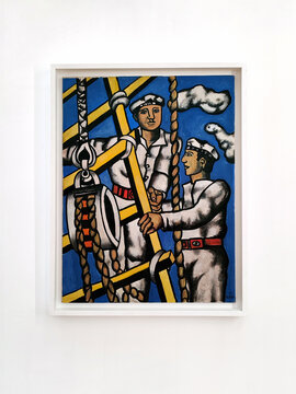 Biot, France - December 4, 2023: Painting by Fernand Leger in his national museum in Biot, southern France