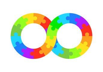 Infinity symbol colorful puzzle design. Vector isolated on white background.	
