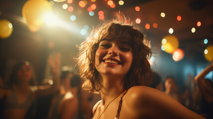 portrait of a woman dancing in nightclub