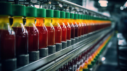 Manufacture beverage factory business technology juice food plastic line industrial background drink bottle interior production