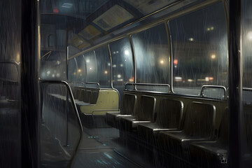 cyberpunk futuristic city. Dark rainy day with sky scrapers. Neural network AI generated art
