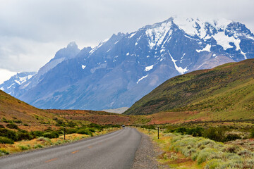 Fototapeta premium Mountain road through the Torres del Paine National Park Chile