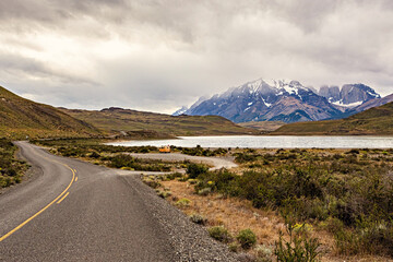 Lake landscape in Torres del Paine National Park Chile