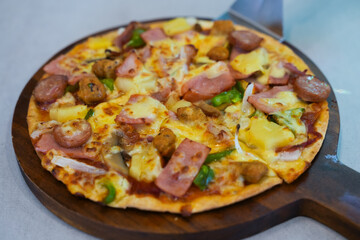 Close up of Fresh Pizza.