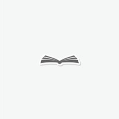 Open book icon sticker isolated on gray background