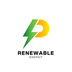 P electric letter logo design template