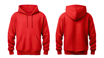 Red hooded sweatshirt mockup set, cut out