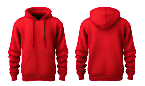 Red hooded sweatshirt mockup set, cut out