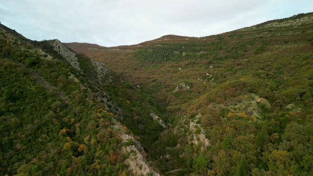 Mountains near Tivat in Montenegro from a drone