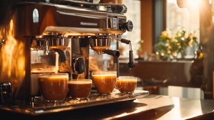 Obraz na płótnie Canvas Professional coffee machine in a cafe