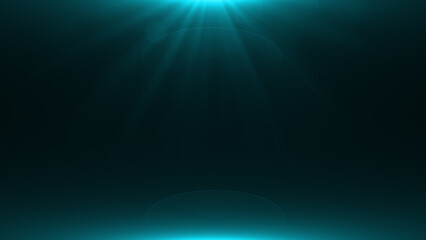 Dark room with blue light background.