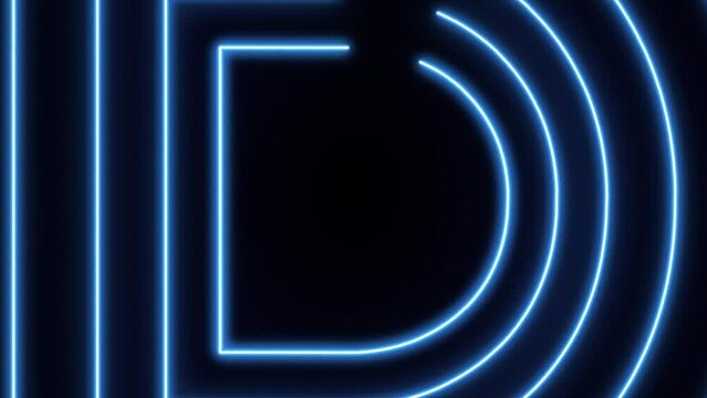 trendy alphabet letters D animation neon light effect letter animation for background text 