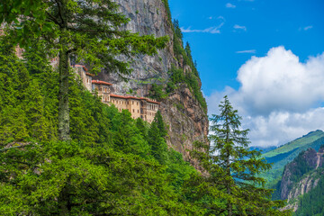 Fototapeta na wymiar Views of the landscapes, buildings and structures around Trabzon Sumela Monastery and the icons of the Christian world inside