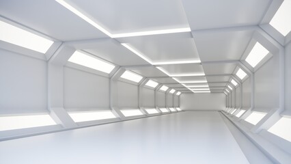 Obraz premium Illuminated corridor interior design. 3D rendering 