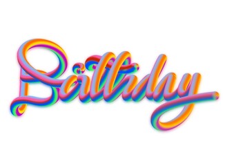 Swirl colorful of letter for wording “Birthday!” on isolate white background
