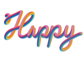 Swirl colorful of letter for wording ”Happy” on isolate white background