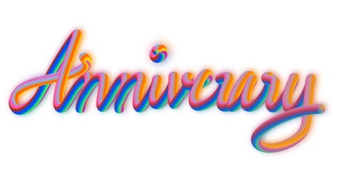 Swirl colorful of letter for wording “Anniversary” on isolate white background.