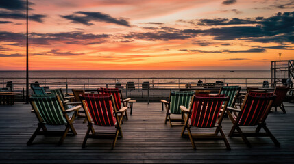 Fototapeta premium Cinema by the Sea Comfortable Seating Sunset View