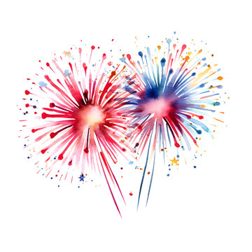 firework watercolor illustration, New year party clipart