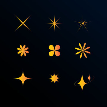 Set of gold modern Shapes and Elements icon, Vector illustration