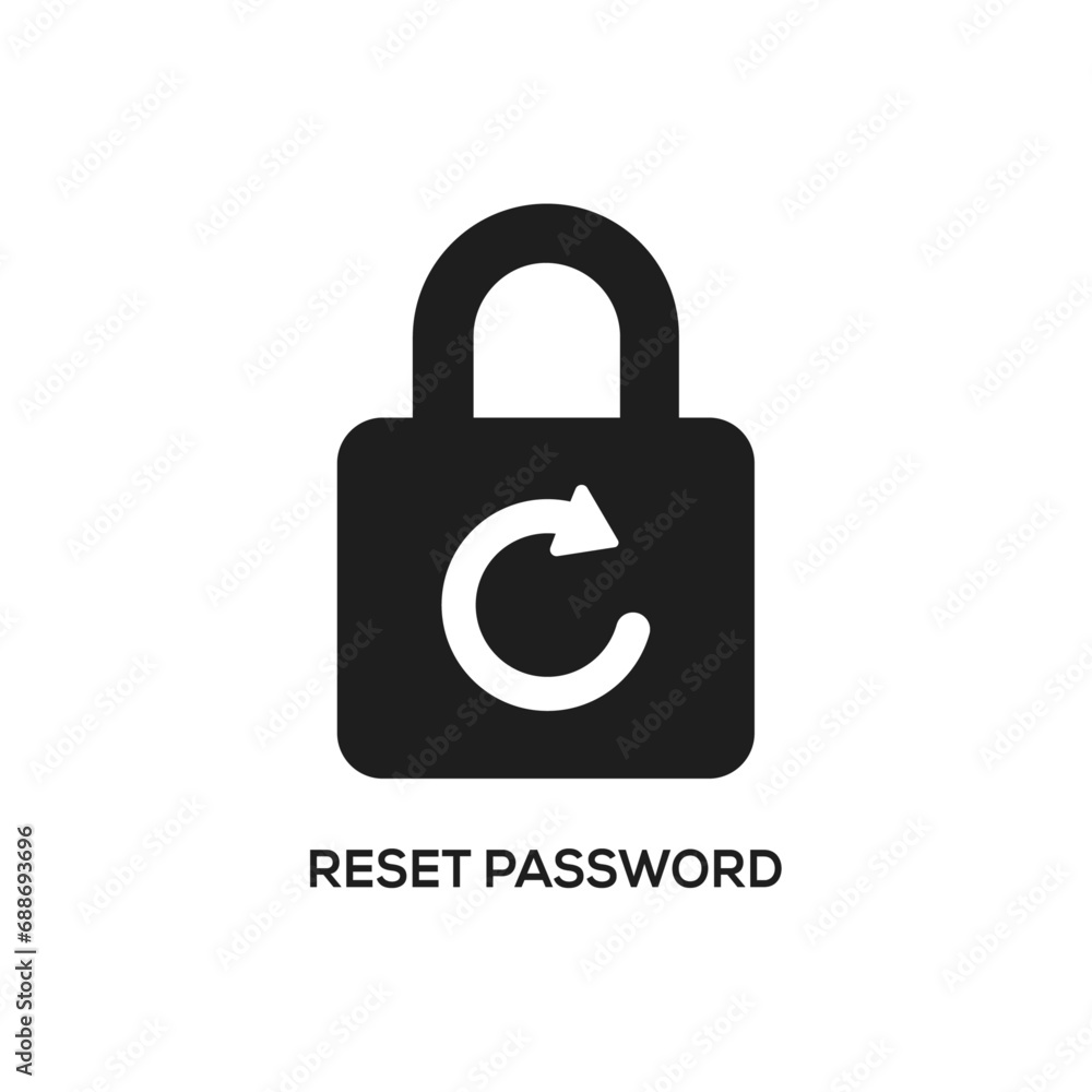 Aufkleber reset password icon. repeat safety icon. lock reload icon on white background