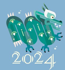Chinese New Yer 2024 Dragon,  Chinese New Year, Happy New Year, 2024, blue dragon