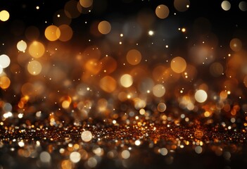 Fototapeta na wymiar New year golden glitter on black background