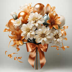 background with flowers and ribbon