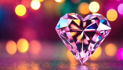 Purple crystal clear heart, diamond purple heart