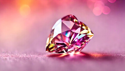 Pink crystal clear heart, diamond pink heart