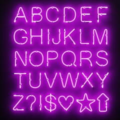 Realistic 3D Render of Neon Alphabet