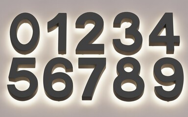 Realistic 3D Render of Light Numbers